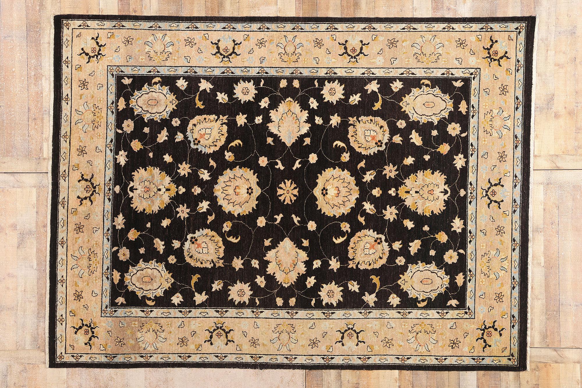 Schwarzer Vintage-Oushak-Teppich mit zeitgenössischem Stil im Angebot 3