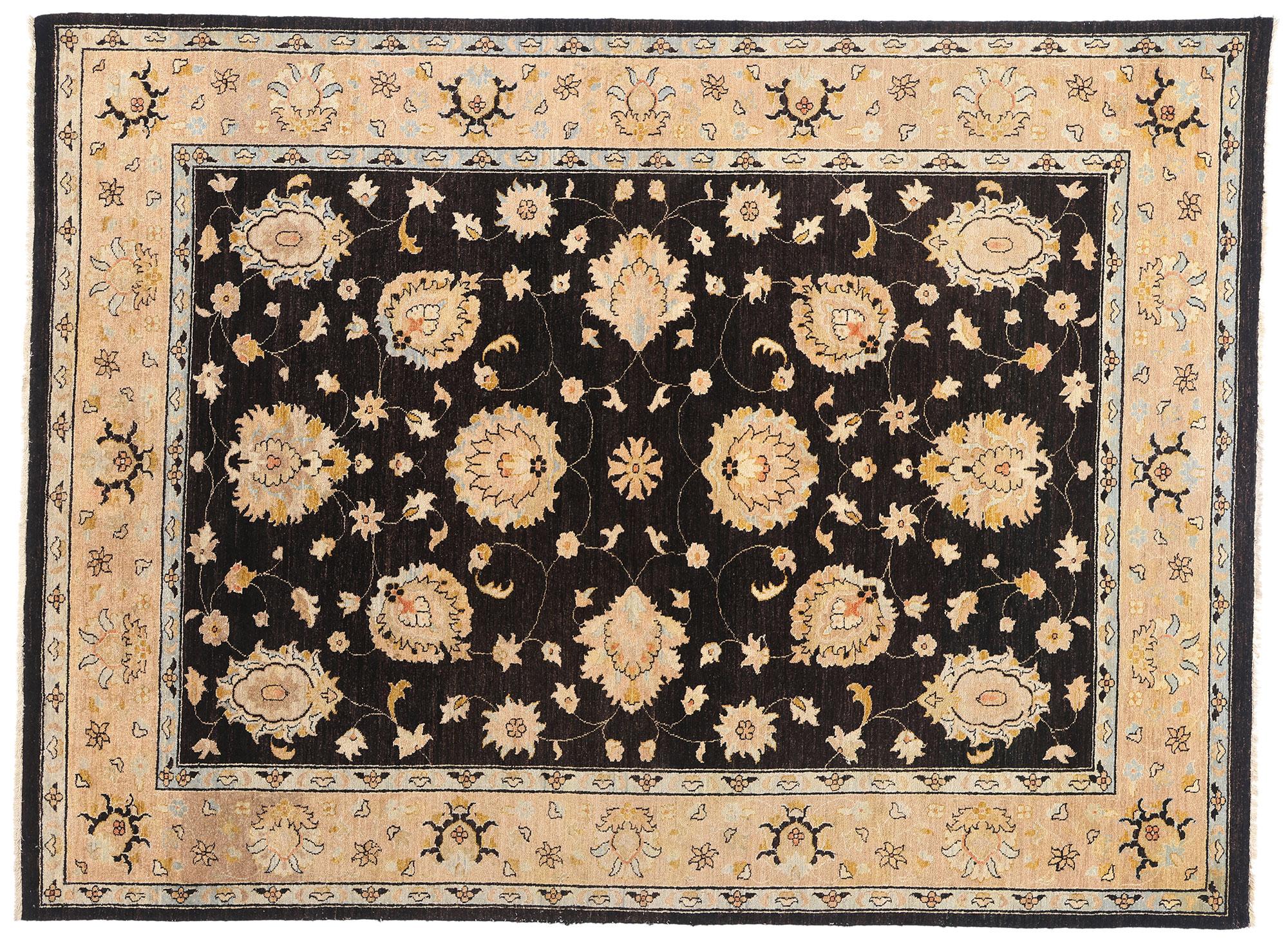 Schwarzer Vintage-Oushak-Teppich mit zeitgenössischem Stil im Angebot 4