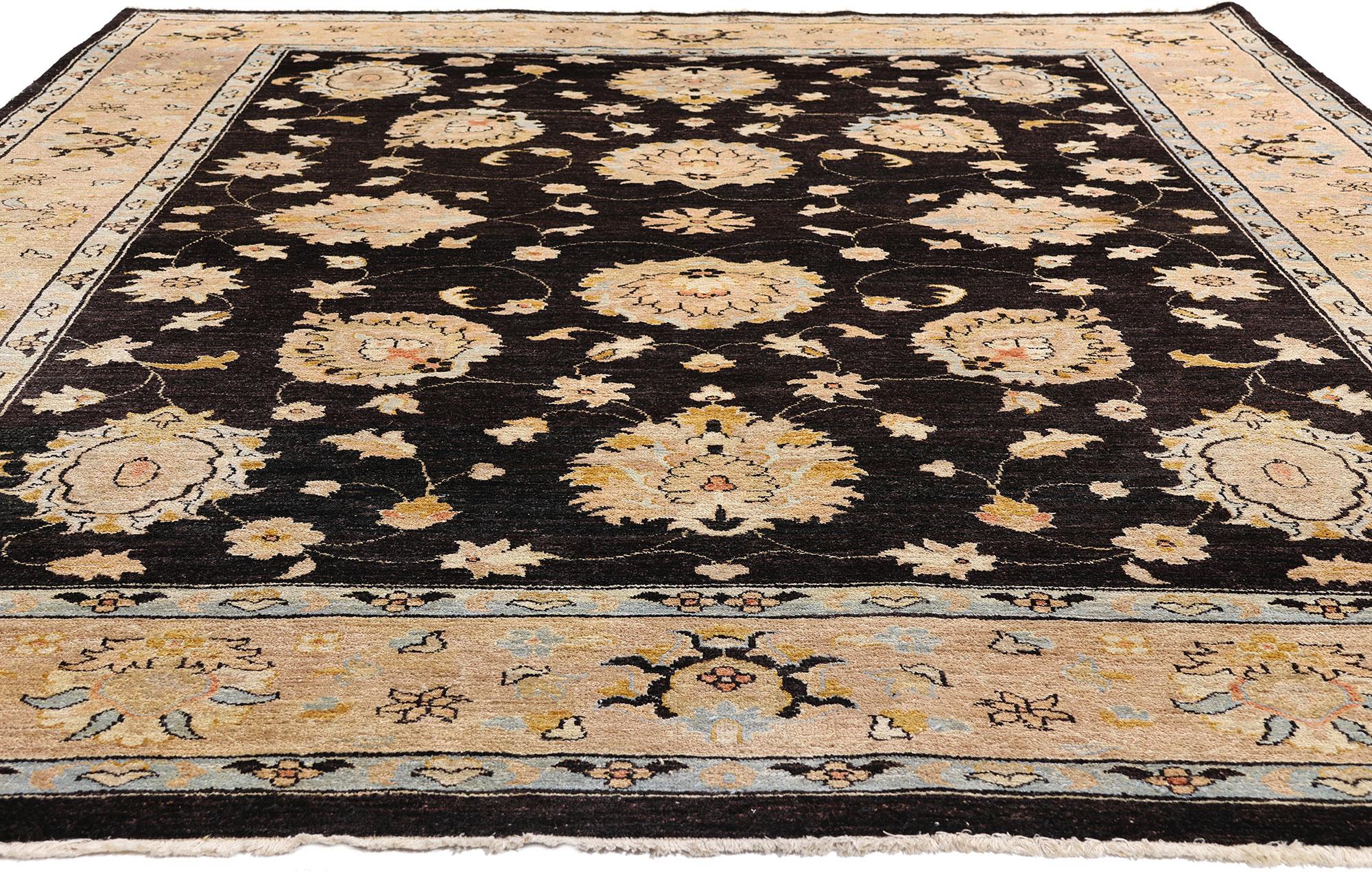 Schwarzer Vintage-Oushak-Teppich mit zeitgenössischem Stil (Pakistanisch) im Angebot