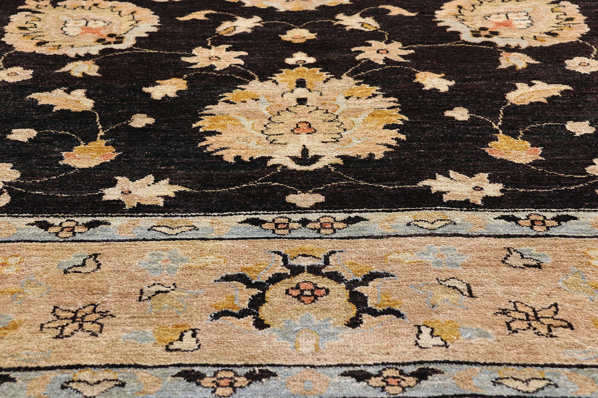 Schwarzer Vintage-Oushak-Teppich mit zeitgenössischem Stil im Zustand „Gut“ im Angebot in Dallas, TX