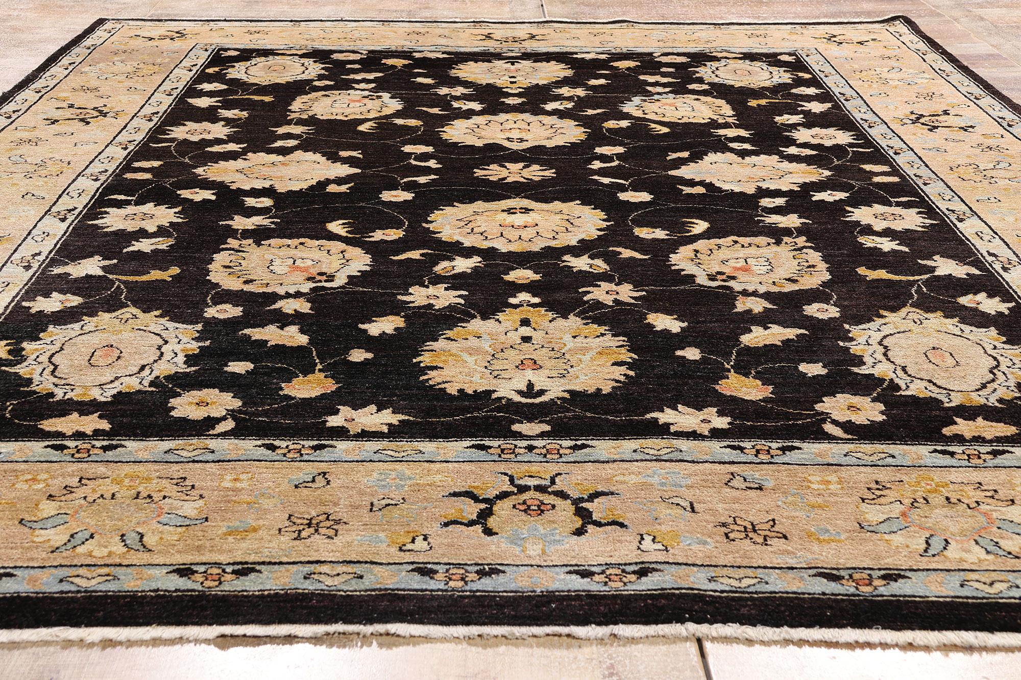 Schwarzer Vintage-Oushak-Teppich mit zeitgenössischem Stil im Angebot 2
