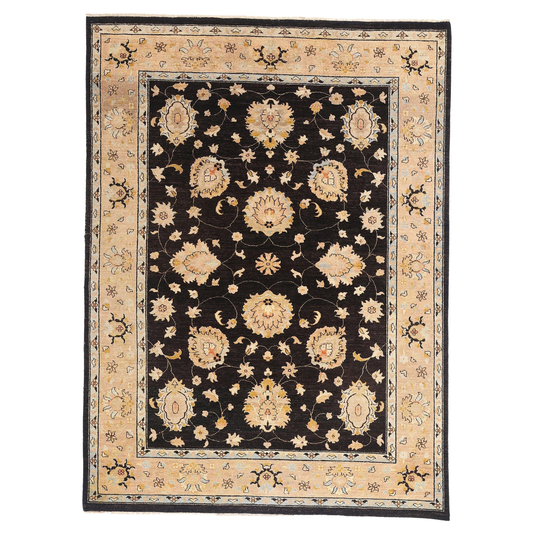 Schwarzer Vintage-Oushak-Teppich mit zeitgenössischem Stil im Angebot