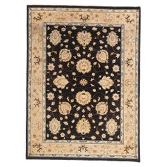 Vintage Black Oushak Rug with Contemporary Style