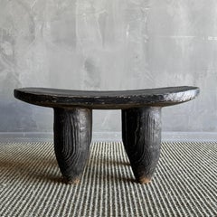 Vintage Black Painted African Stool