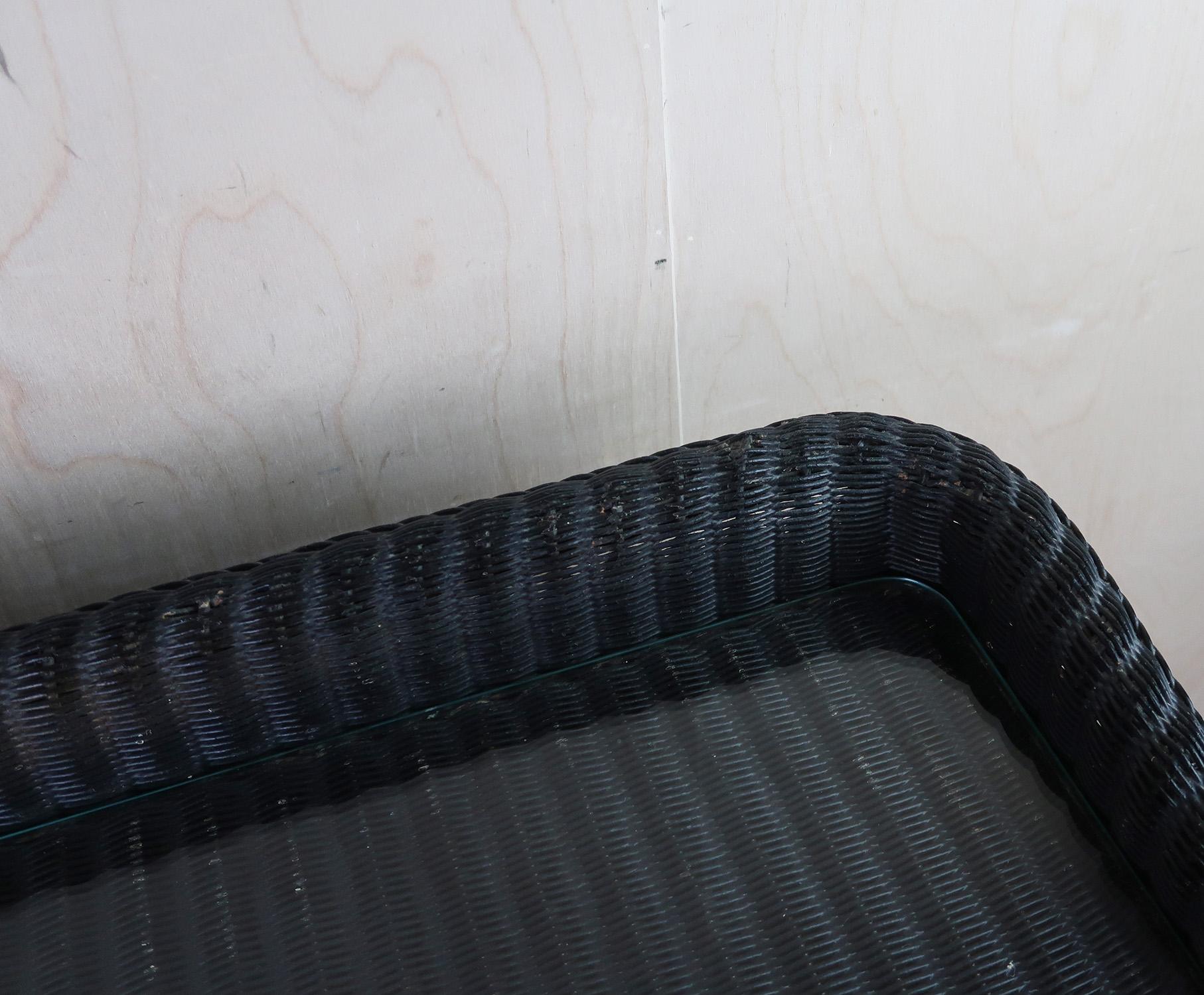 Table console Vintage Art Deco Lloyd Loom peinte en noir. A.I.C. C.1930 en vente 4