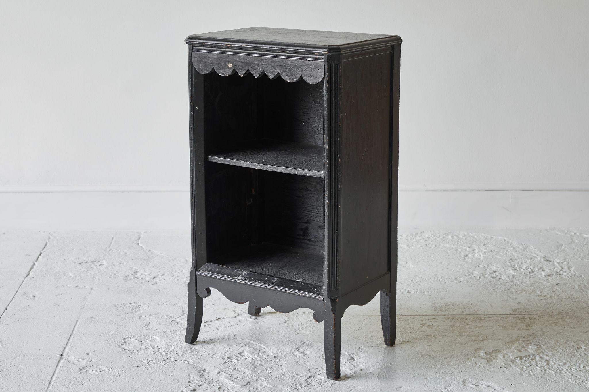 Vintage Black Painted Nightstand with Shelf  1