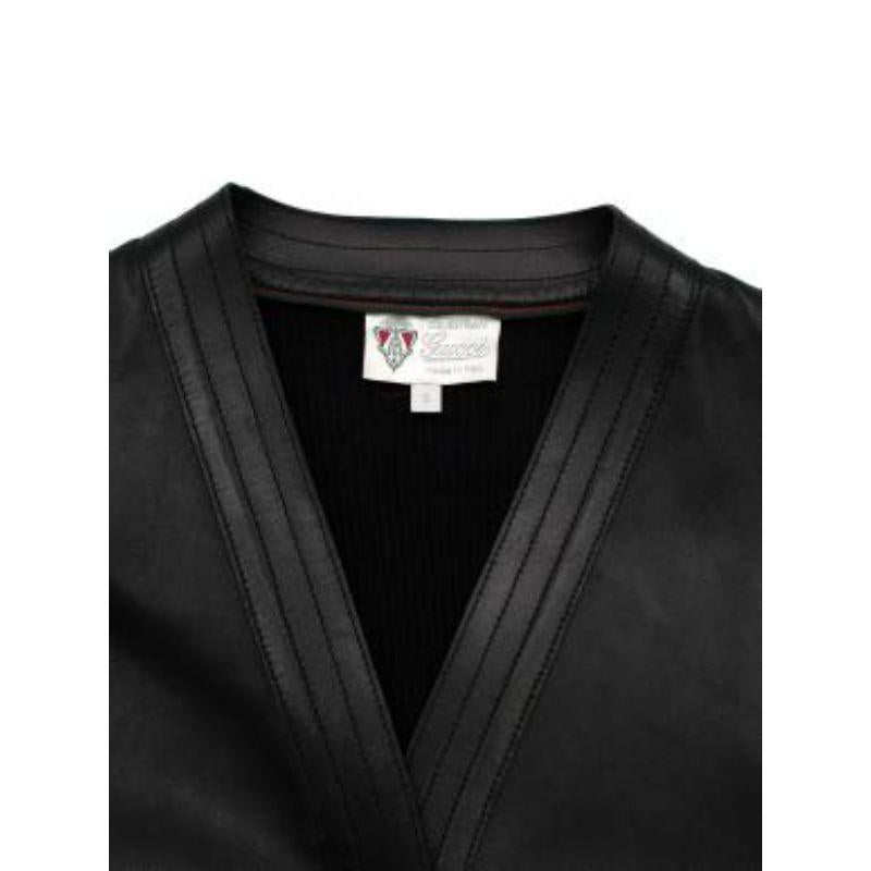 Vintage Black Panelled Leather & Knit Cardigan For Sale 3