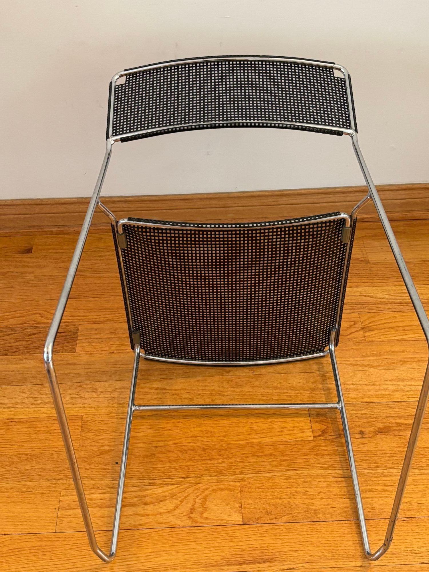 Vintage Black Perforated Metal Chair Niels Jorgen Haugesen Attributed For Sale 6