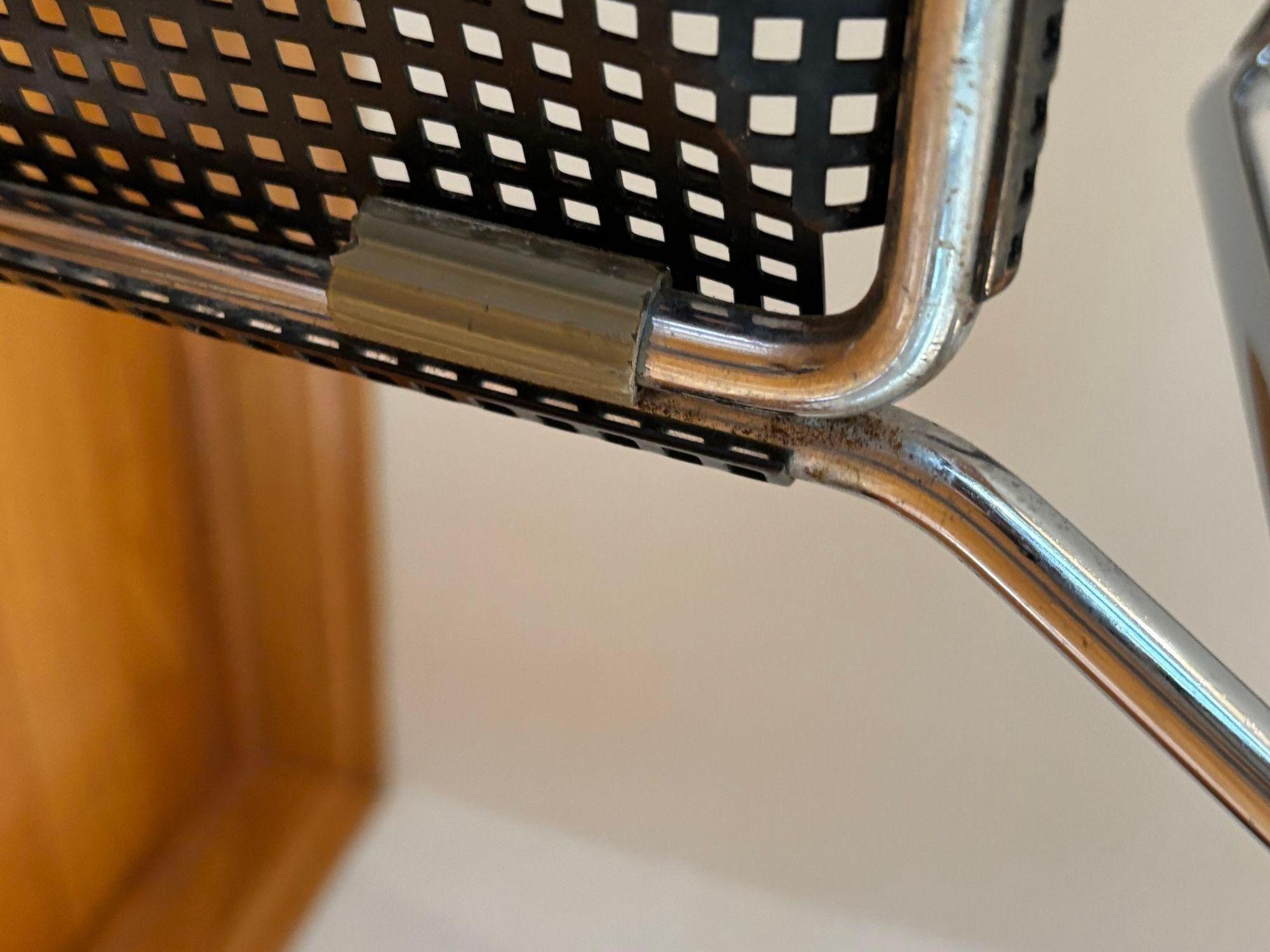 Vintage Black Perforated Metal Chair Niels Jorgen Haugesen Attributed For Sale 7