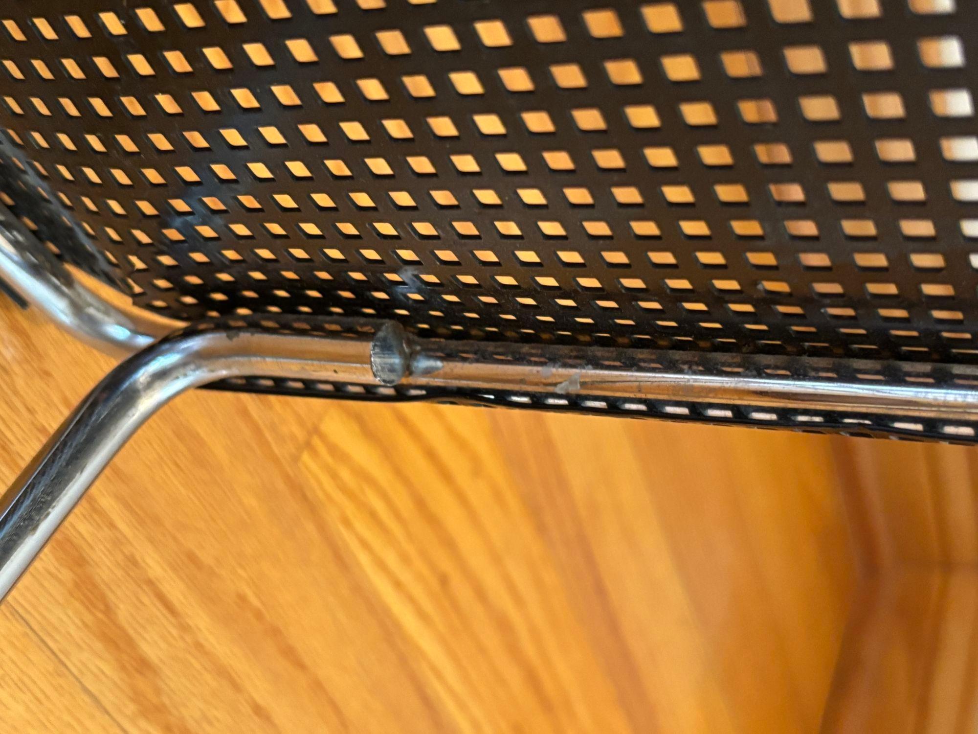 Vintage Black Perforated Metal Chair Niels Jorgen Haugesen Attributed For Sale 8