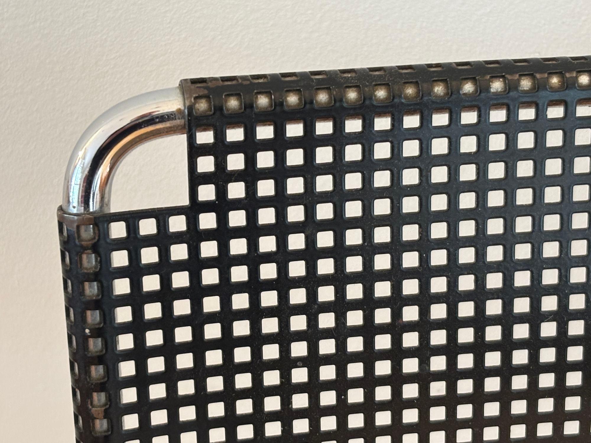 Vintage Black Perforated Metal Chair Niels Jorgen Haugesen Attributed In Good Condition For Sale In North Hollywood, CA