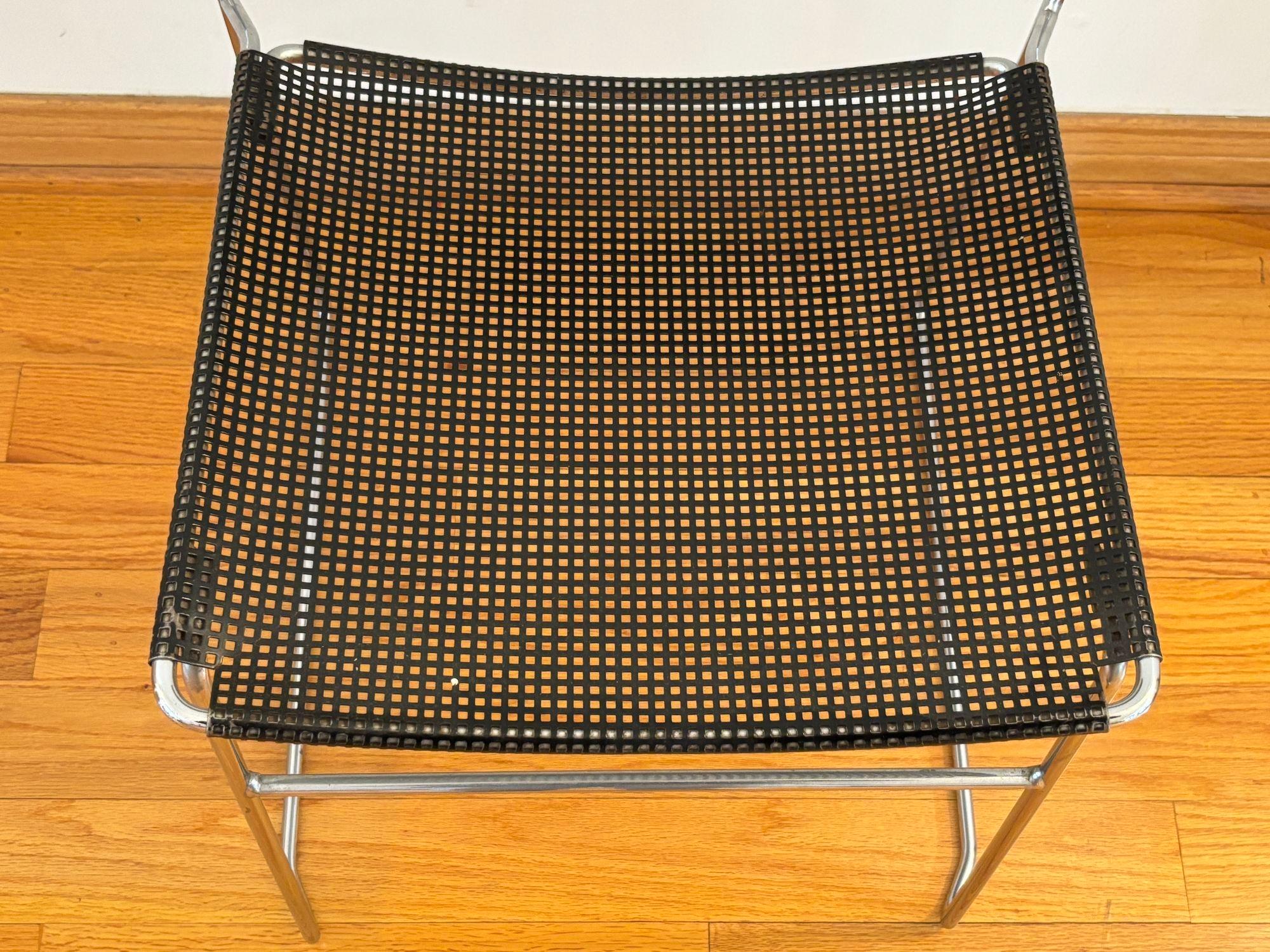 20th Century Vintage Black Perforated Metal Chair Niels Jorgen Haugesen Attributed For Sale