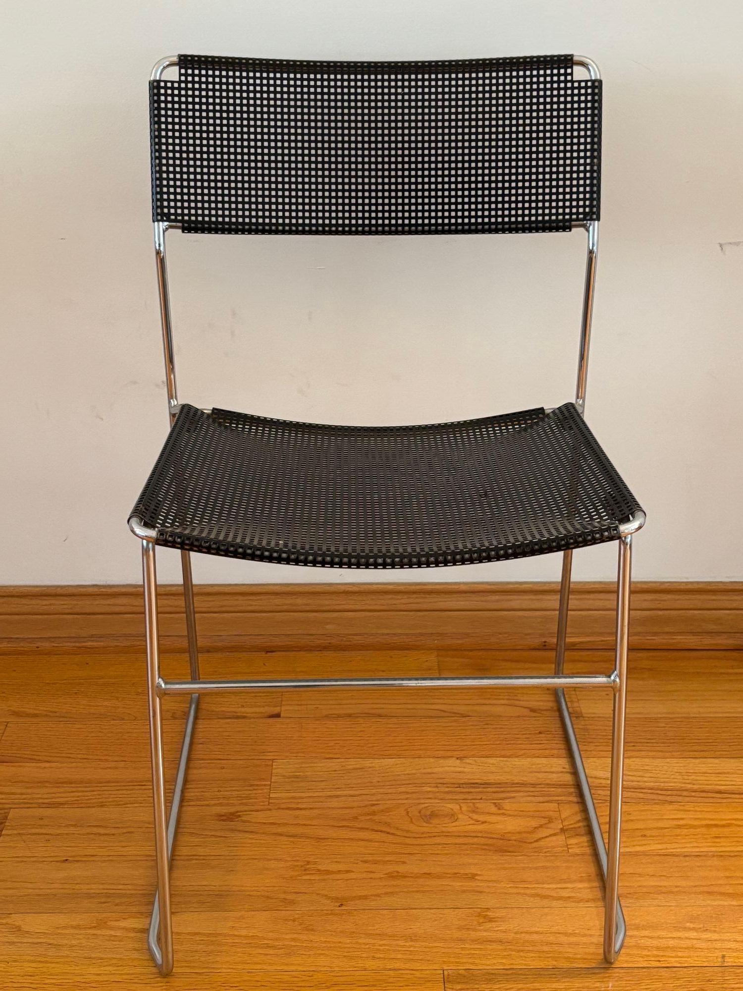 Vintage Black Perforated Metal Chair Niels Jorgen Haugesen Attributed For Sale 1
