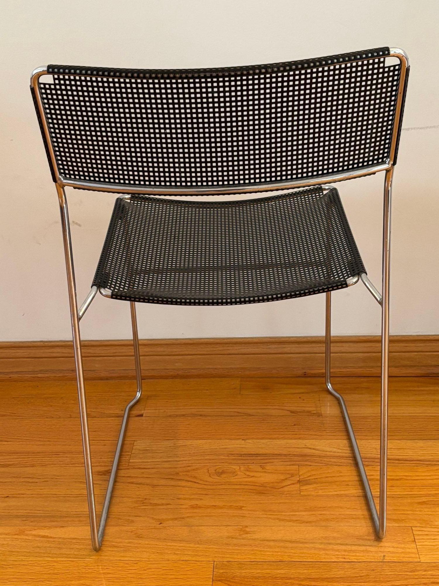 Vintage Black Perforated Metal Chair Niels Jorgen Haugesen Attributed For Sale 3