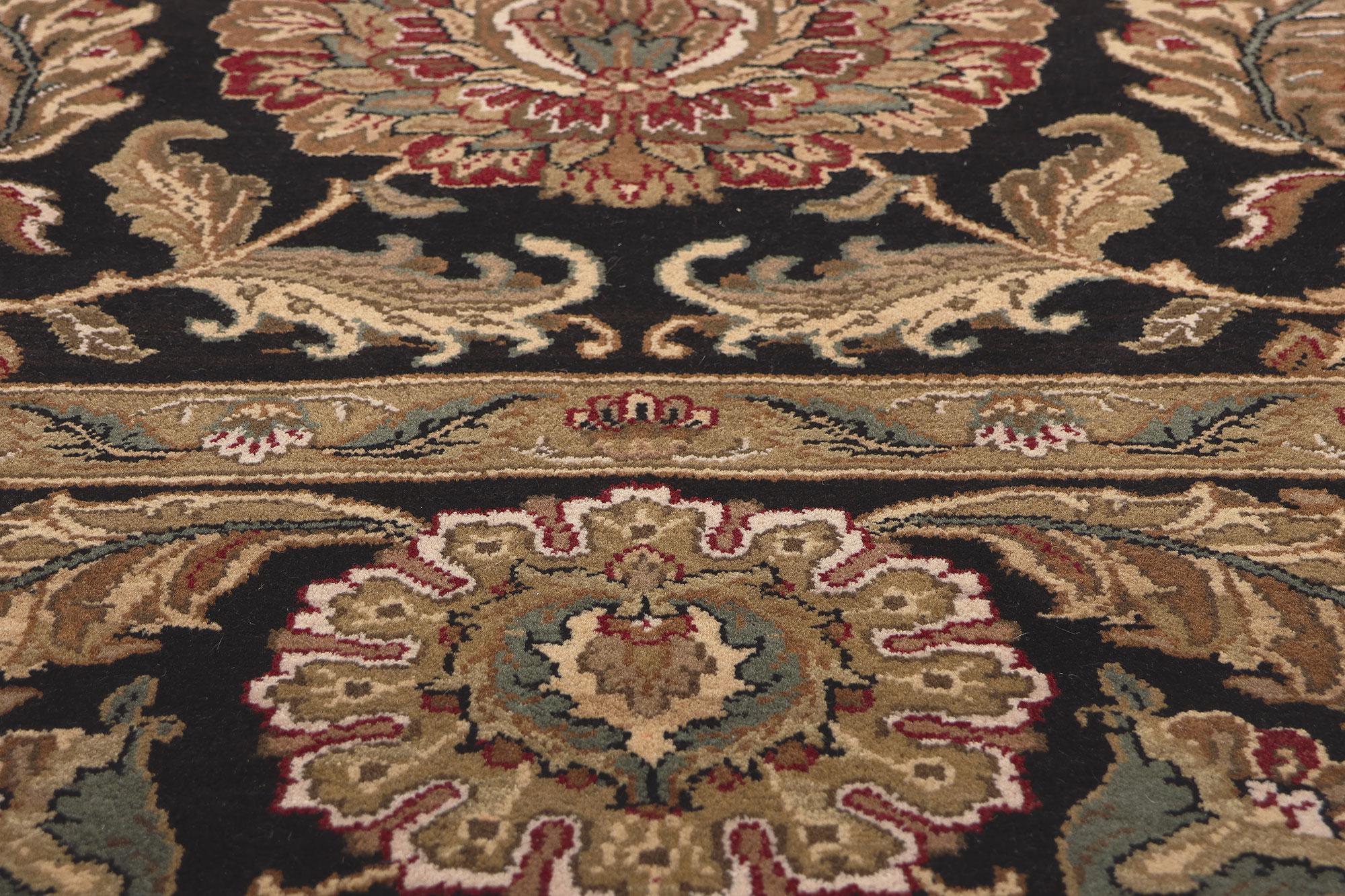 Schwarzer persischer Shan Abbasi-Indianer-Teppich im Vintage-Stil (Handgeknüpft) im Angebot