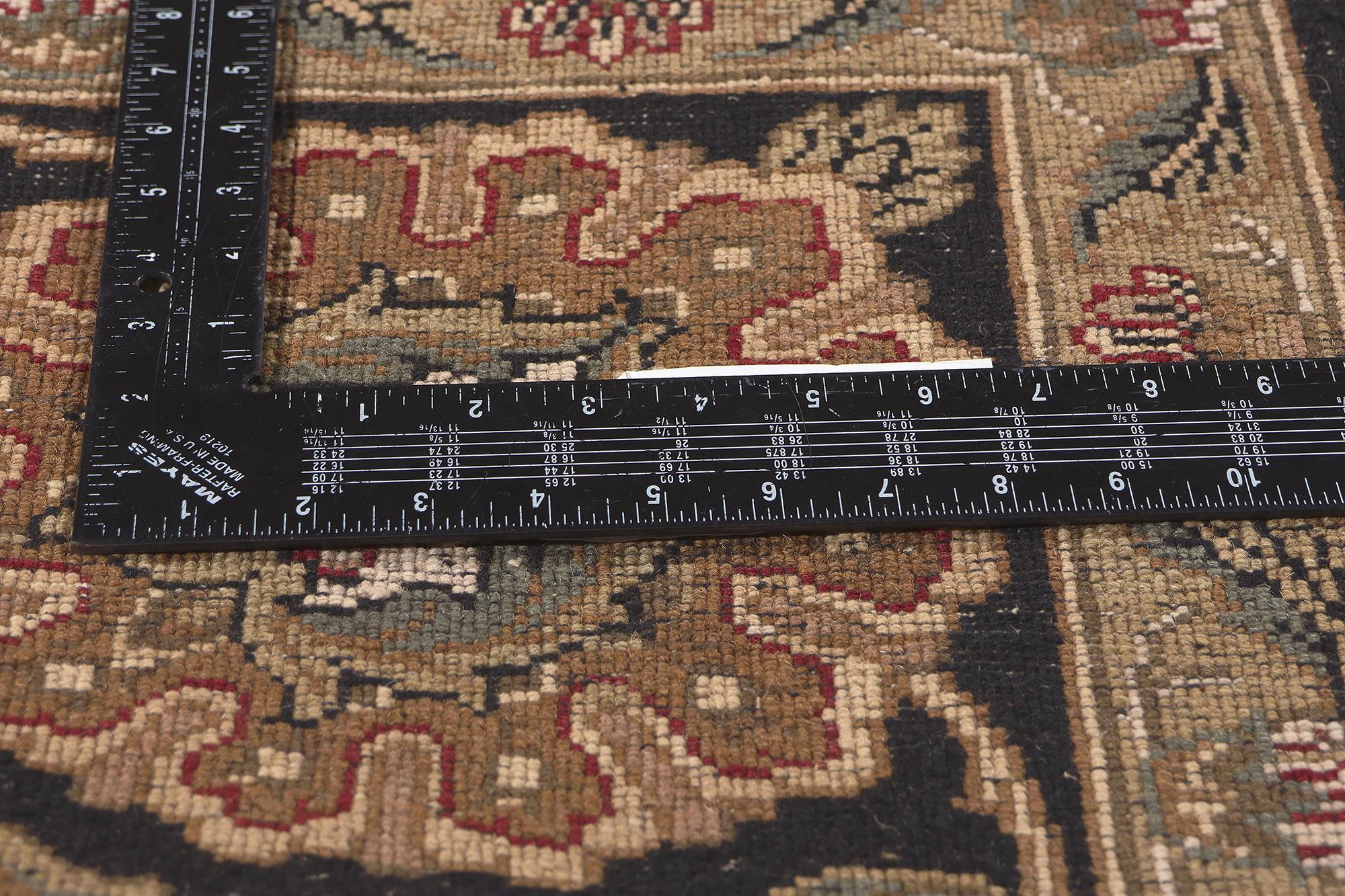 20th Century Vintage Black Persian Shan Abbasi Indian Carpet For Sale