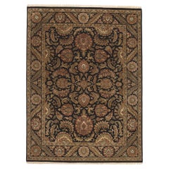 Retro Black Persian Shan Abbasi Indian Carpet