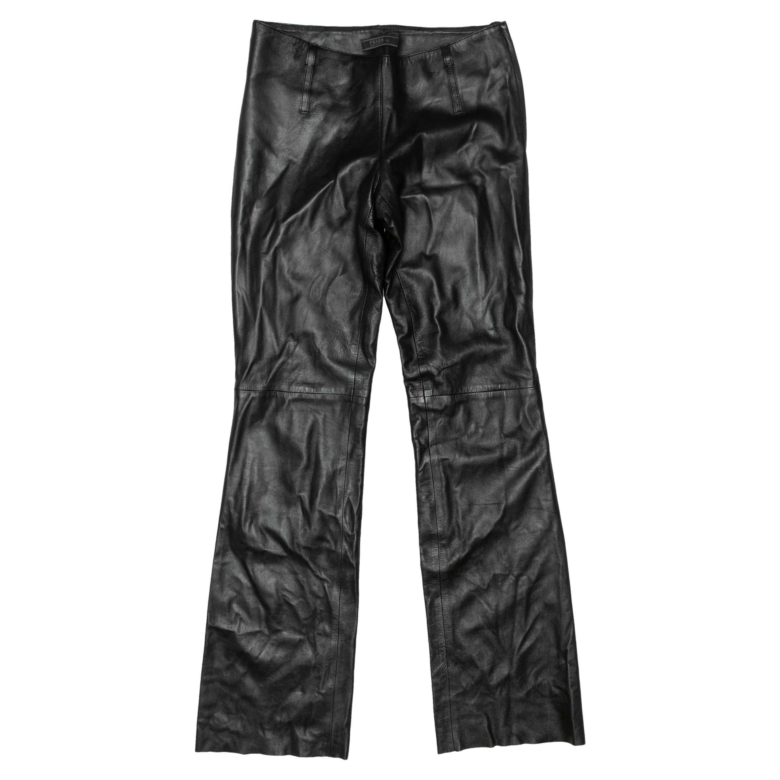 Vintage Black Prada Leather Pants For Sale