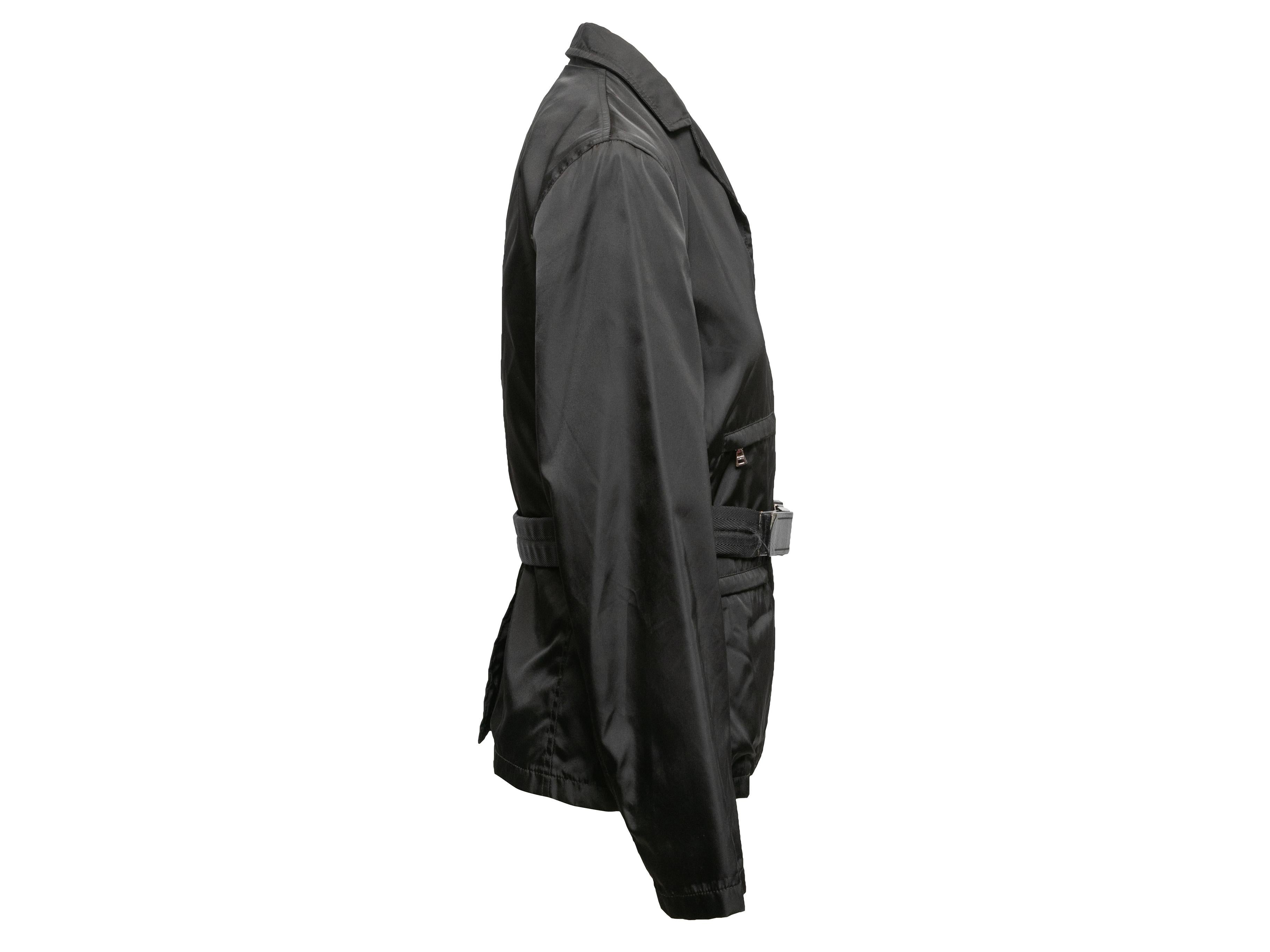 Women's Vintage Black Prada Nylon Belted Jacket Size IT 42 For Sale