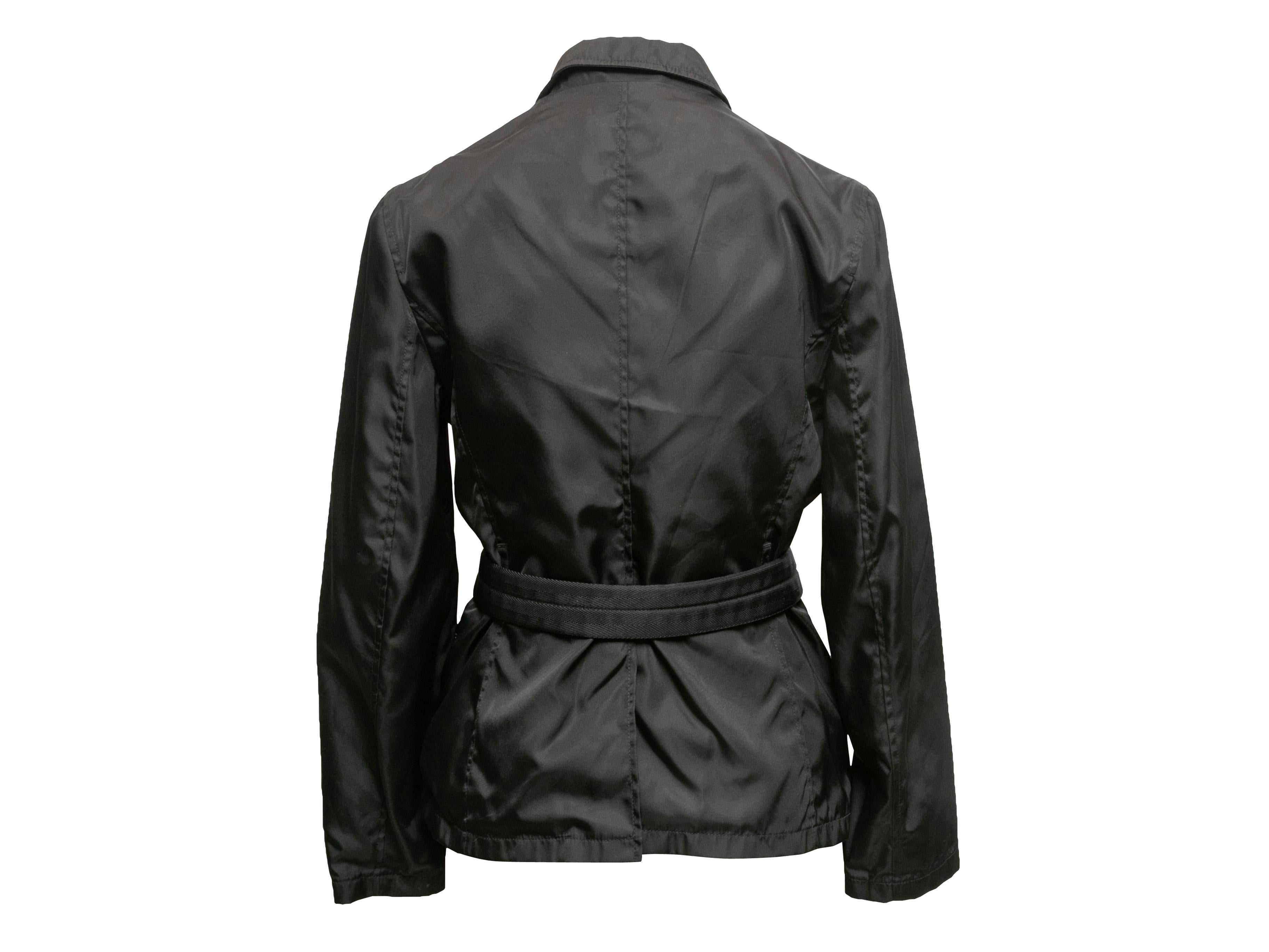 Vintage Black Prada Nylon Belted Jacket Size IT 42 For Sale 1