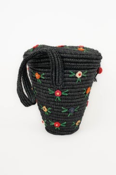 Vintage Black Raffia Bag
