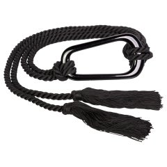 Used Black Rope Tassel Plastic Statement Belt attributed YSL