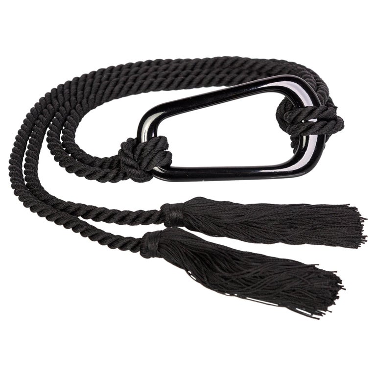 Vintage Black Rope Tassel Plastic Statement Belt attributed YSL For