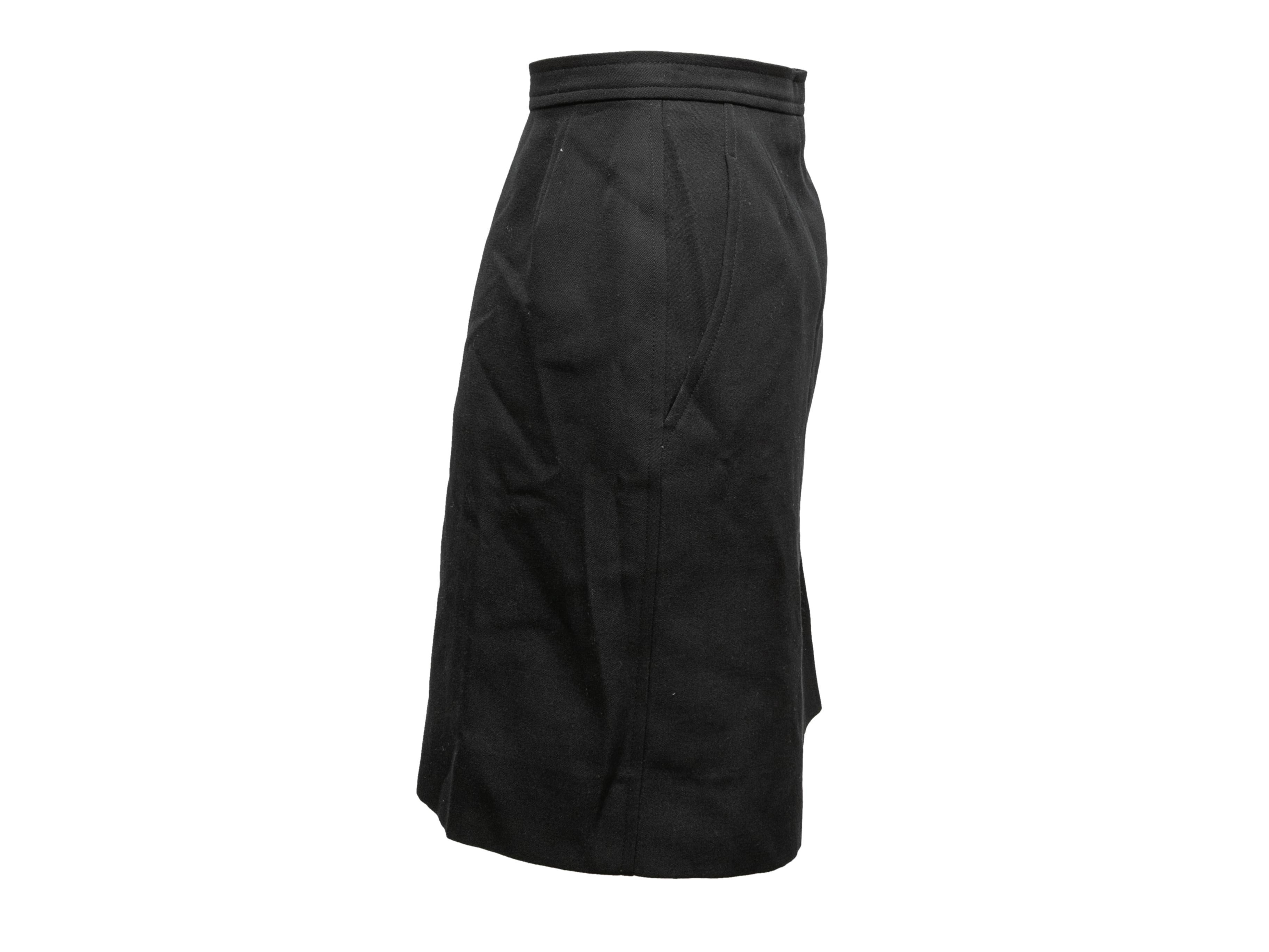 Vintage Black Saint Laurent Wool Wrap Skirt In Excellent Condition In New York, NY