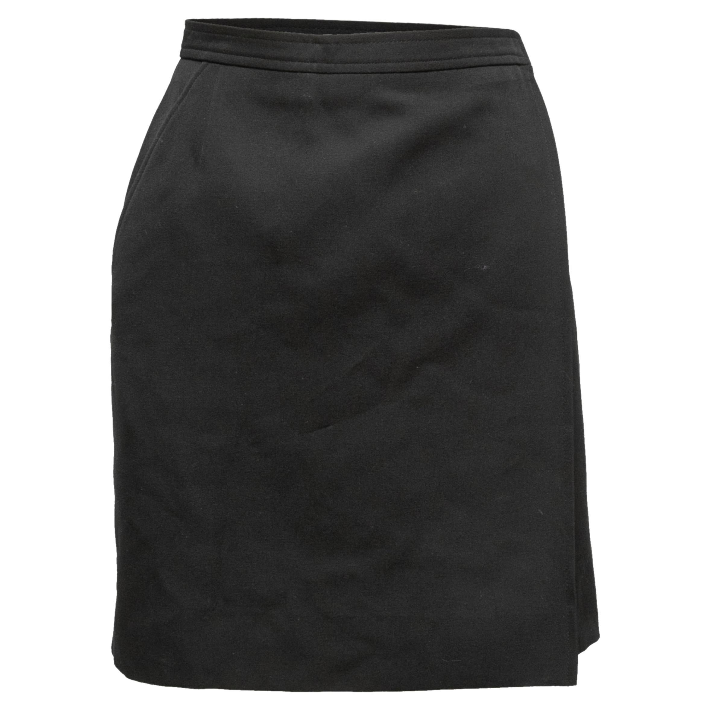 Vintage Black Saint Laurent Wool Wrap Skirt