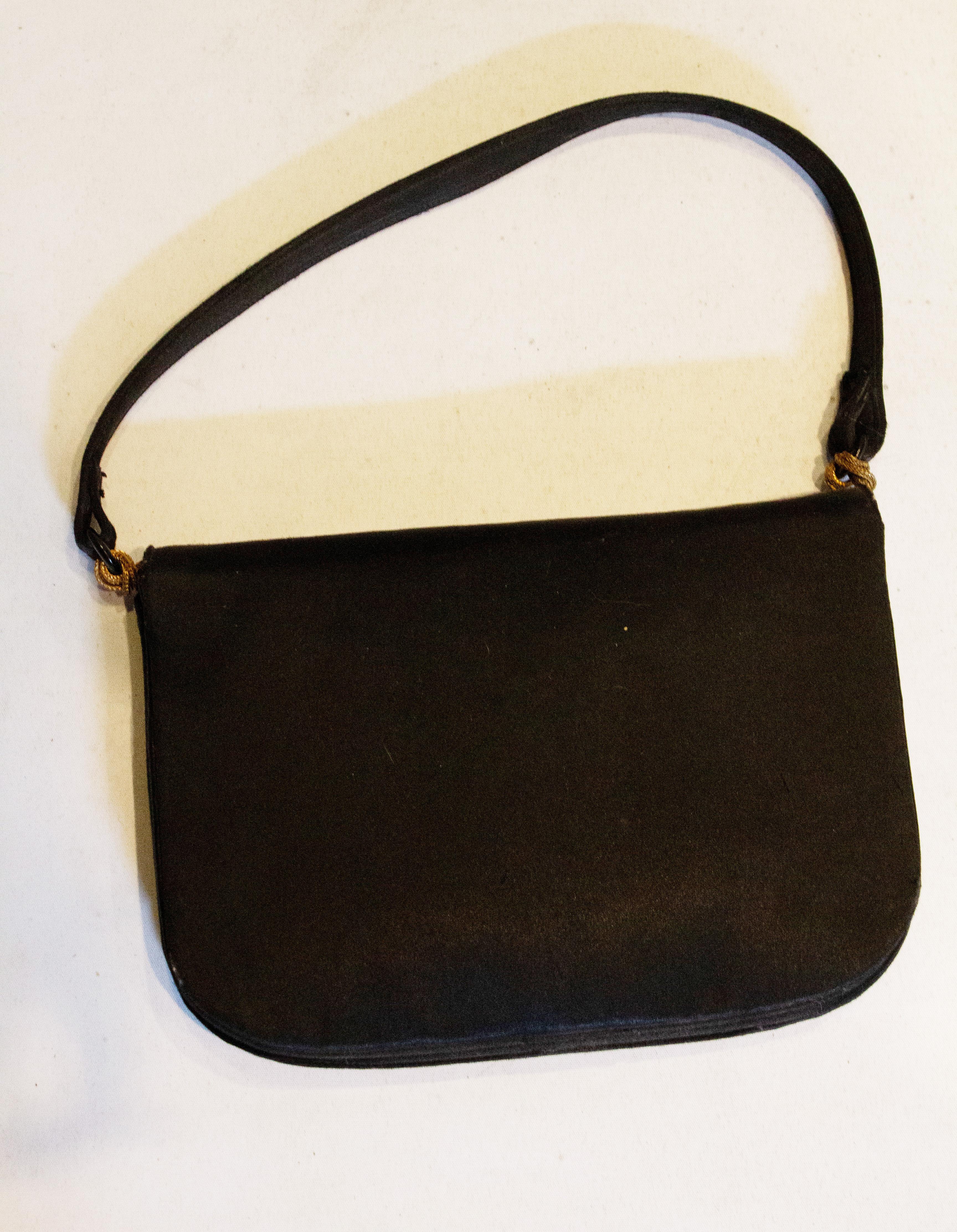 Women's Vintage Black Satin Evening Bag by Rene Mancini For Sale