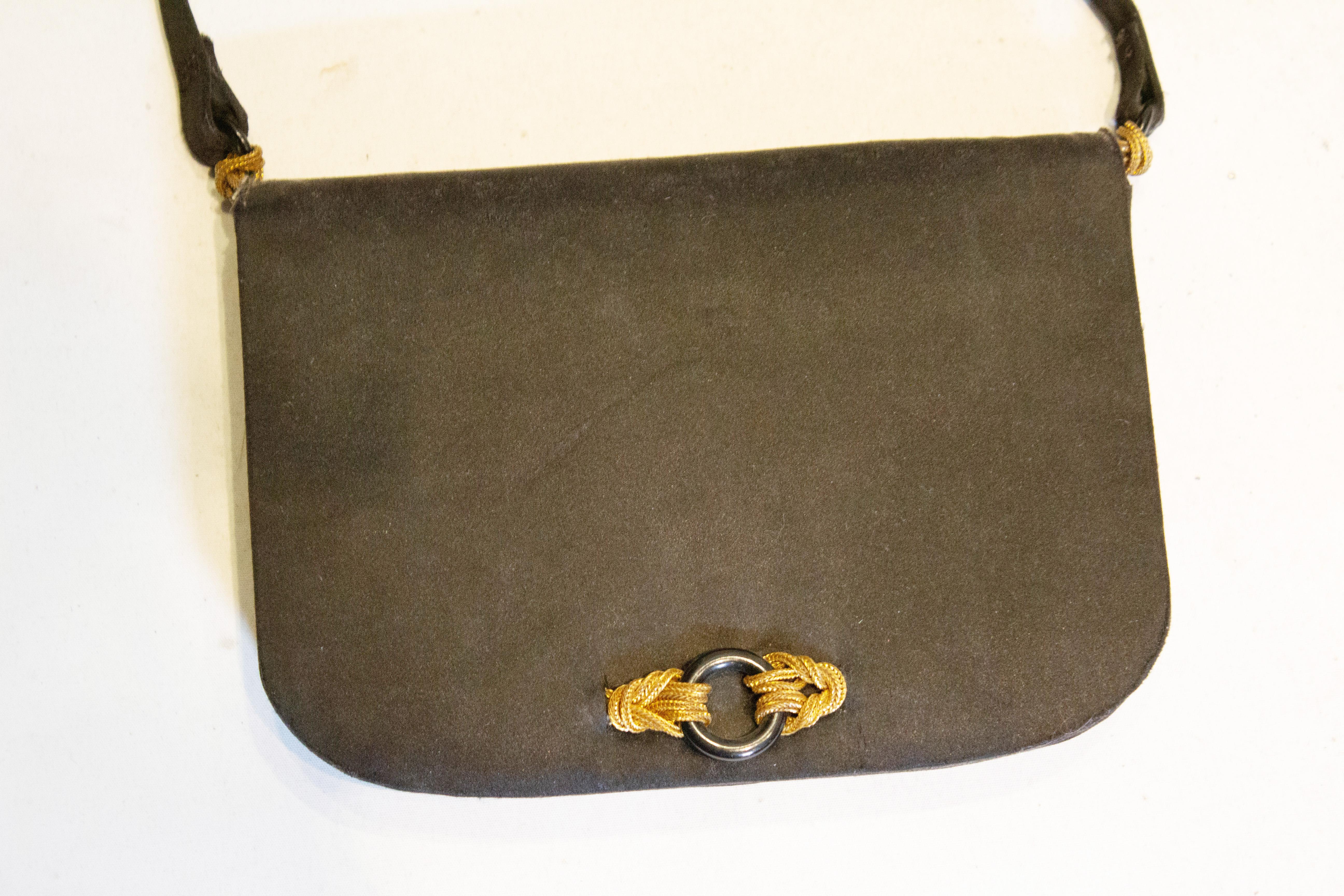 Vintage Black Satin Evening Bag by Rene Mancini For Sale 1
