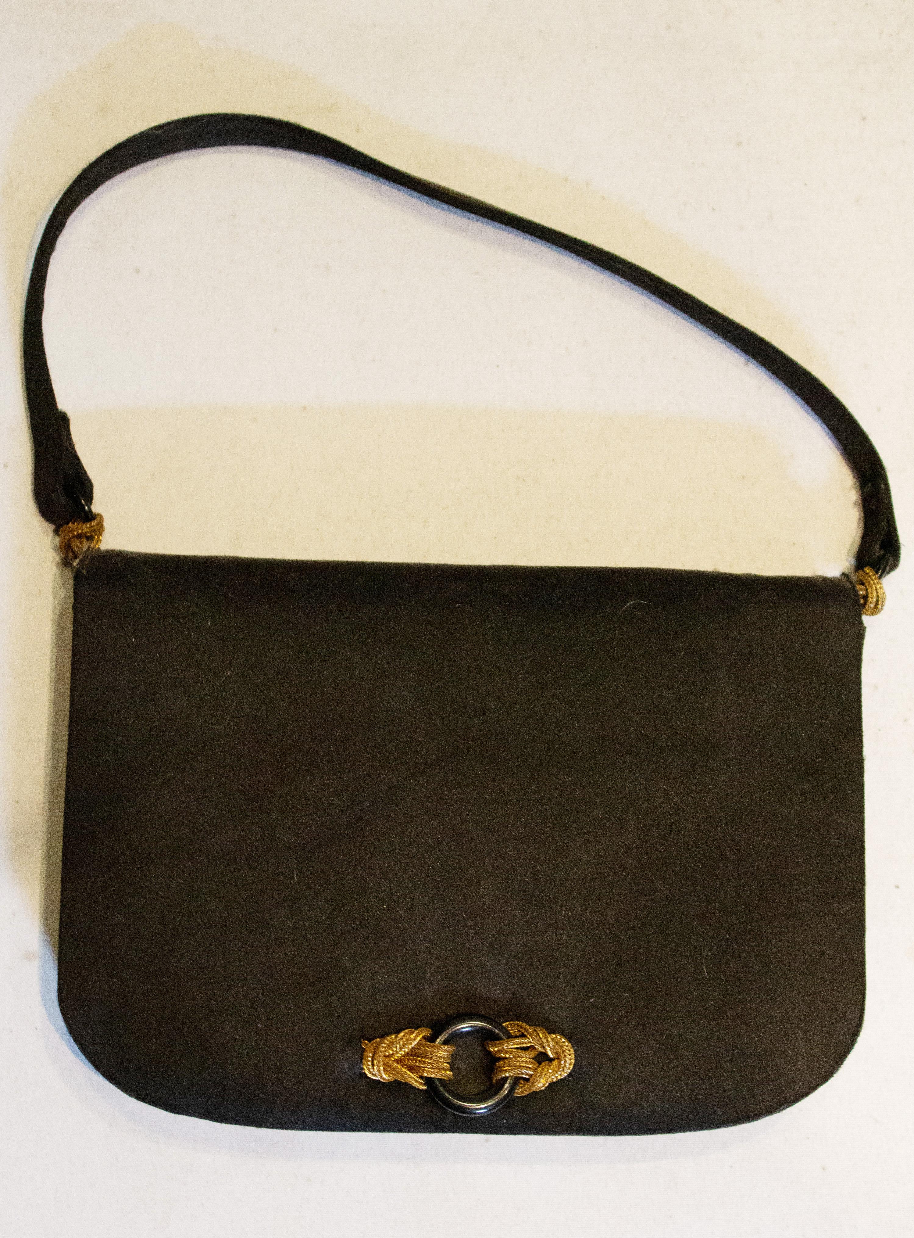 Vintage Black Satin Evening Bag by Rene Mancini For Sale 2