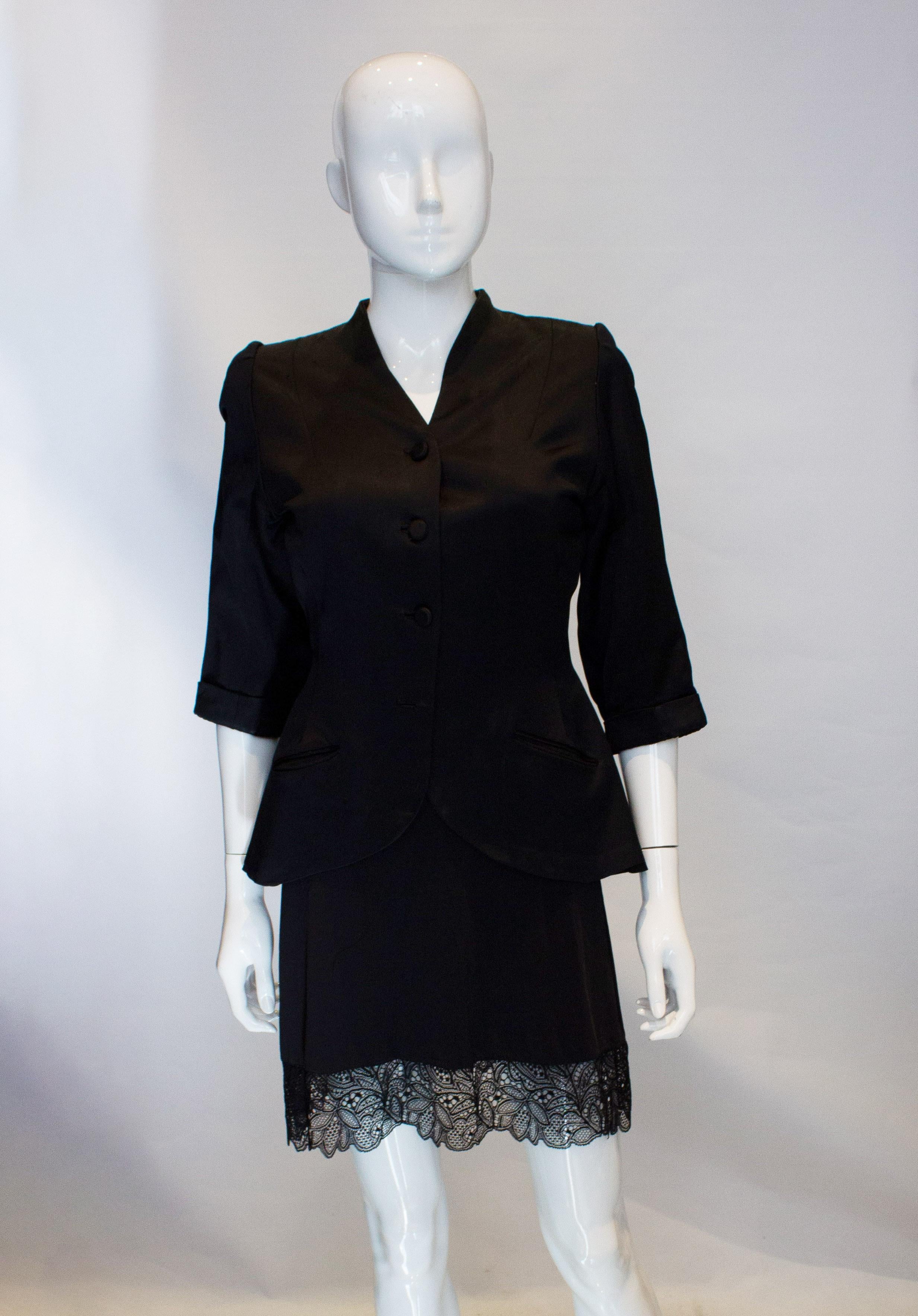 Vintage Black Satin Jacket In Good Condition For Sale In London, GB