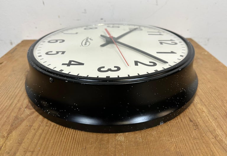 Vintage Black School Wall Clock from Lathem, 1980s For Sale at 1stDibs