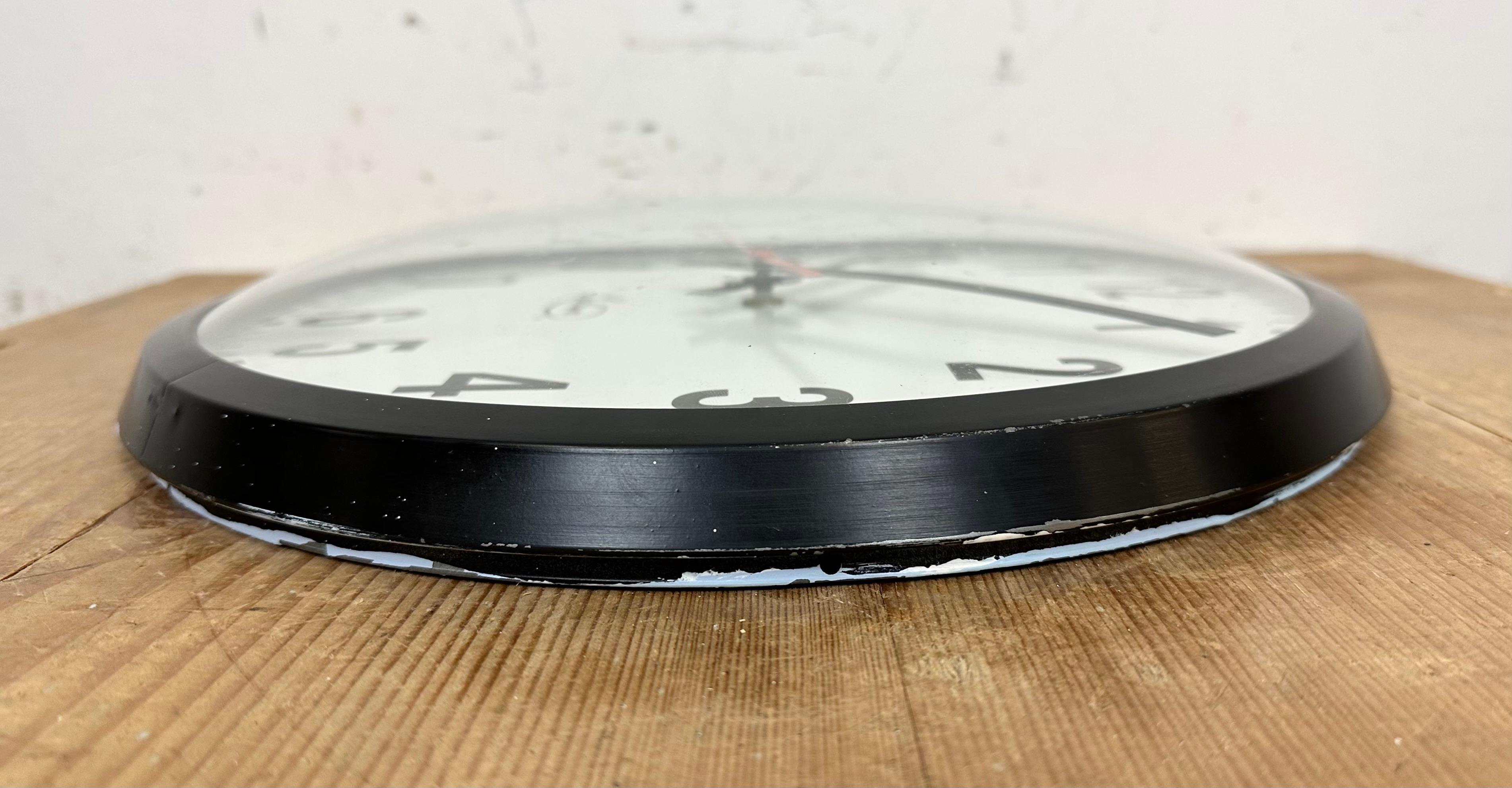 Vintage Black School Wall Clock from Lathem, 1980s For Sale 2