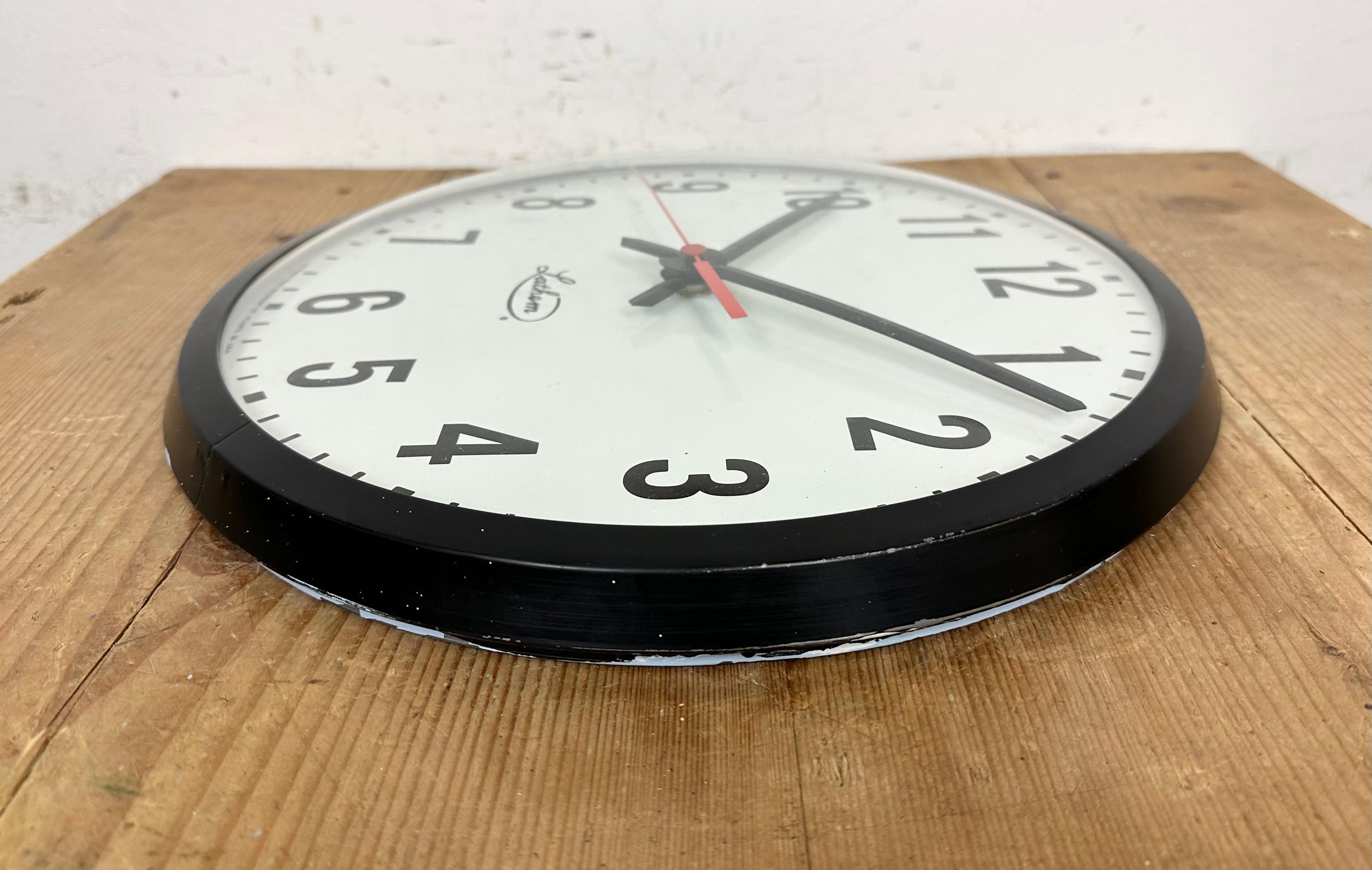 Vintage Black School Wall Clock from Lathem, 1980s For Sale 4