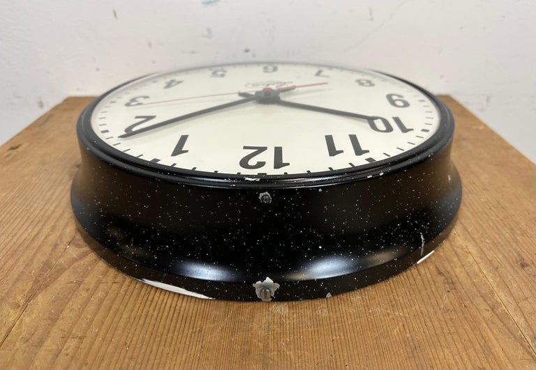 Vintage Black School Wall Clock from Lathem, 1980s For Sale at 1stDibs