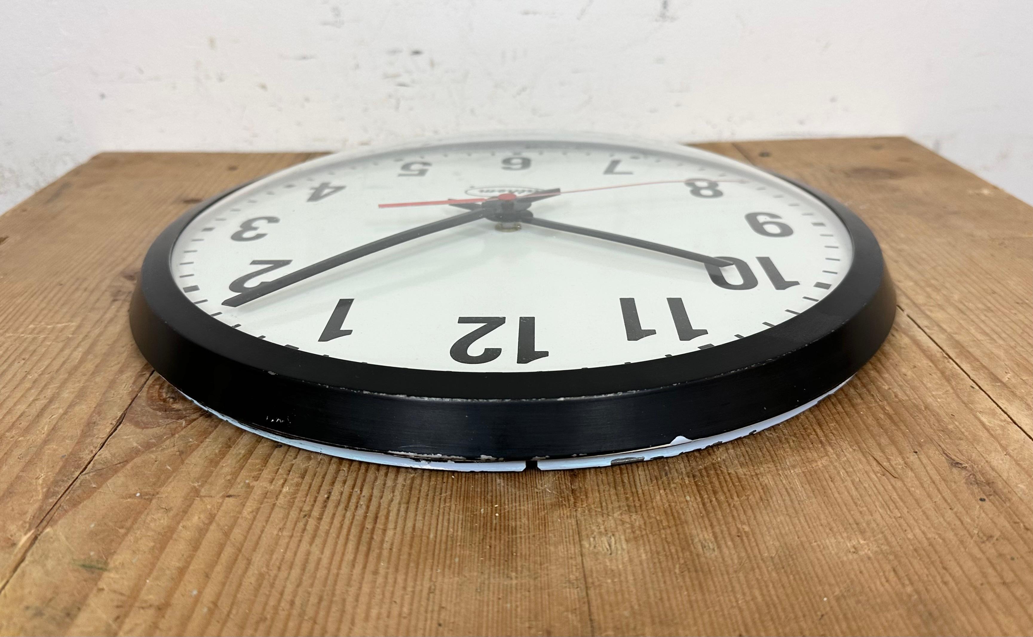 Vintage Black School Wall Clock from Lathem, 1980s For Sale 4