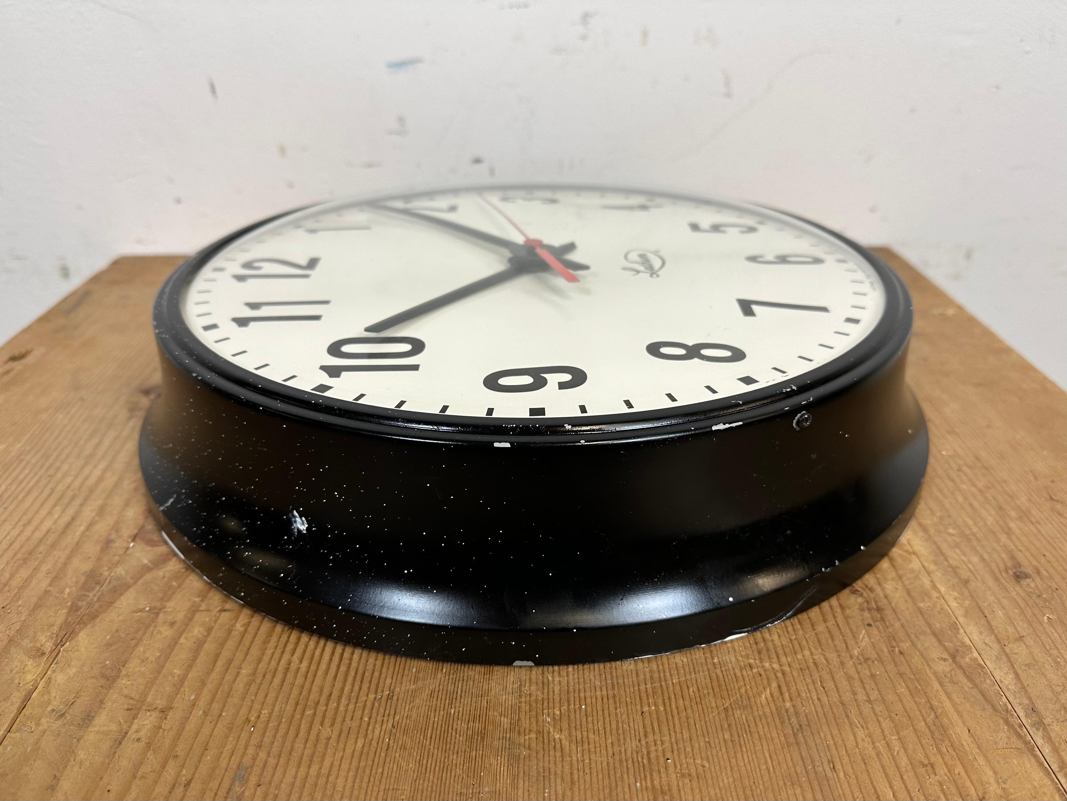 Vintage Black School Wall Clock from Lathem, 1980s 4