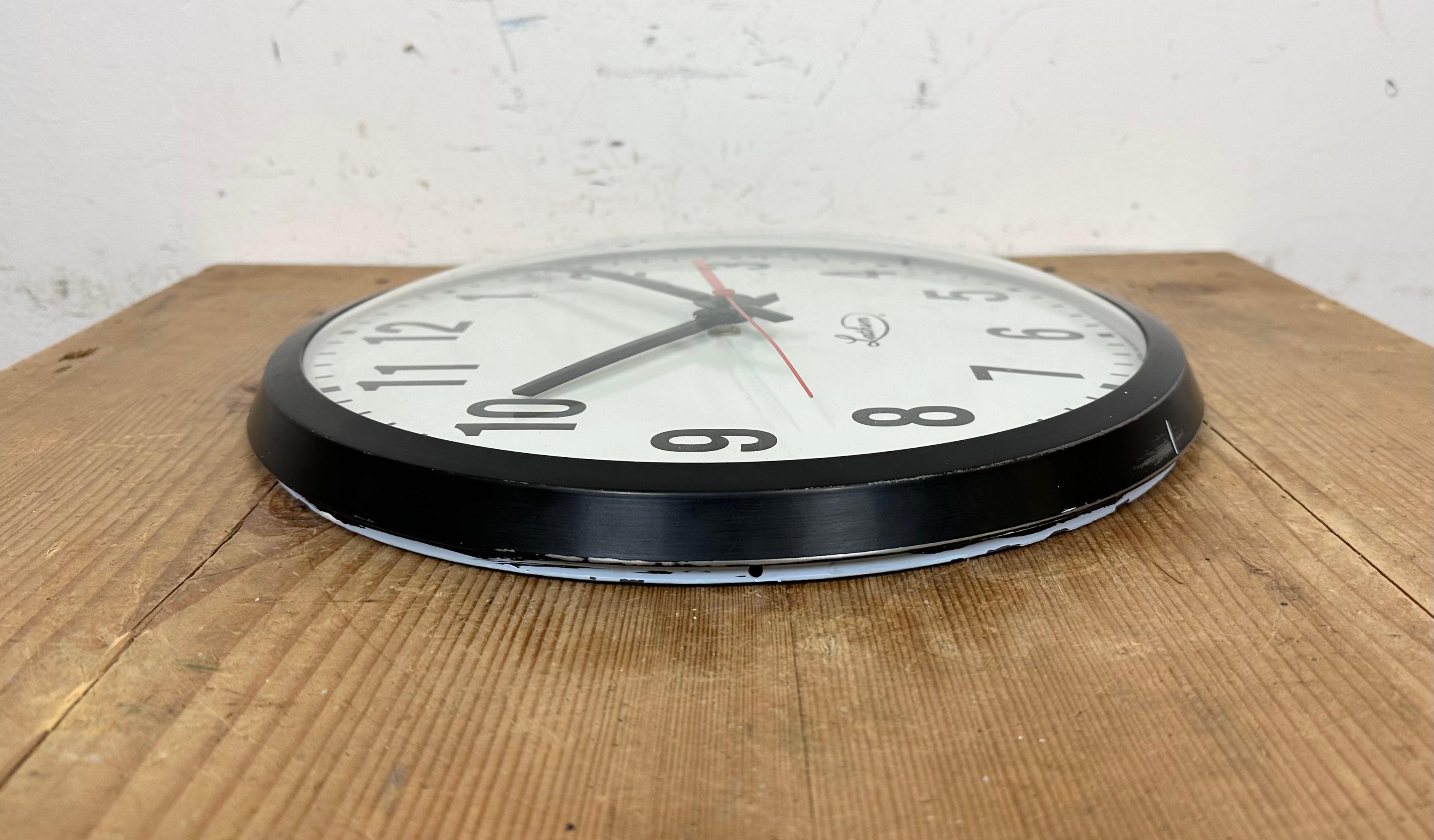 Vintage Black School Wall Clock from Lathem, 1980s For Sale 6