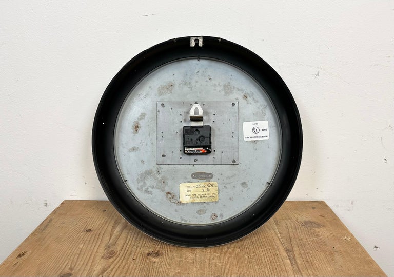 Vintage Black School Wall Clock from Lathem, 1980s For Sale at 1stDibs
