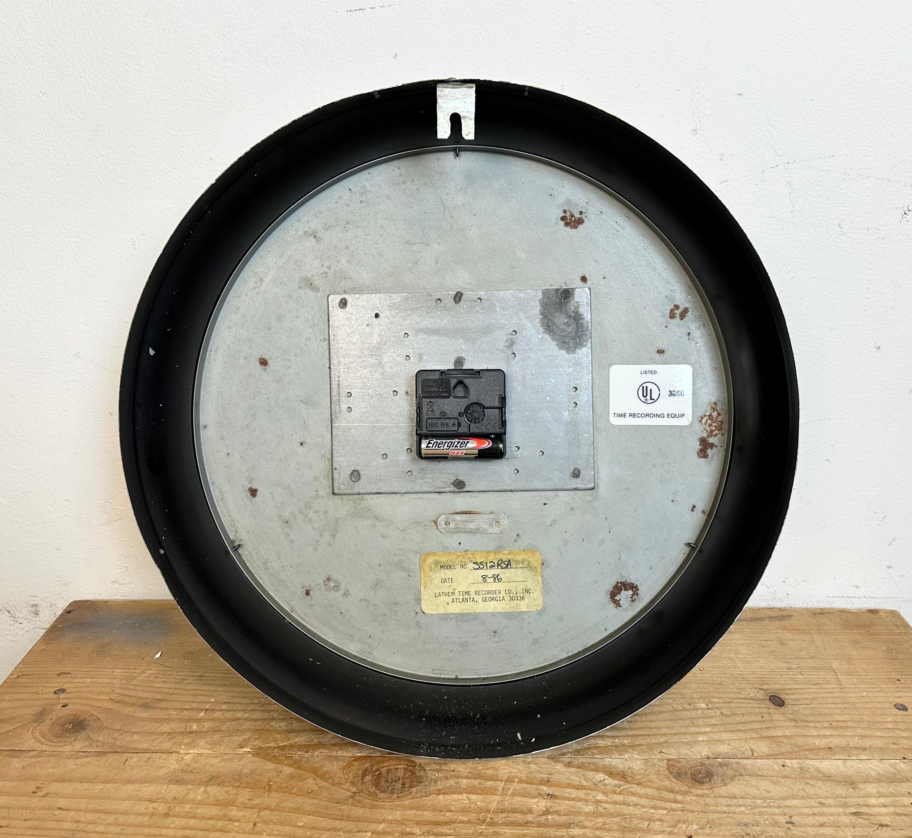 Vintage Black School Wall Clock from Lathem, 1980s For Sale 7