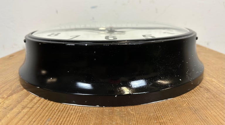 Vintage Black School Wall Clock from Lathem, 1980s For Sale at 1stDibs