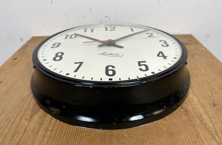 Vintage Black School Wall Clock from Lathem, 1980s For Sale at 1stDibs