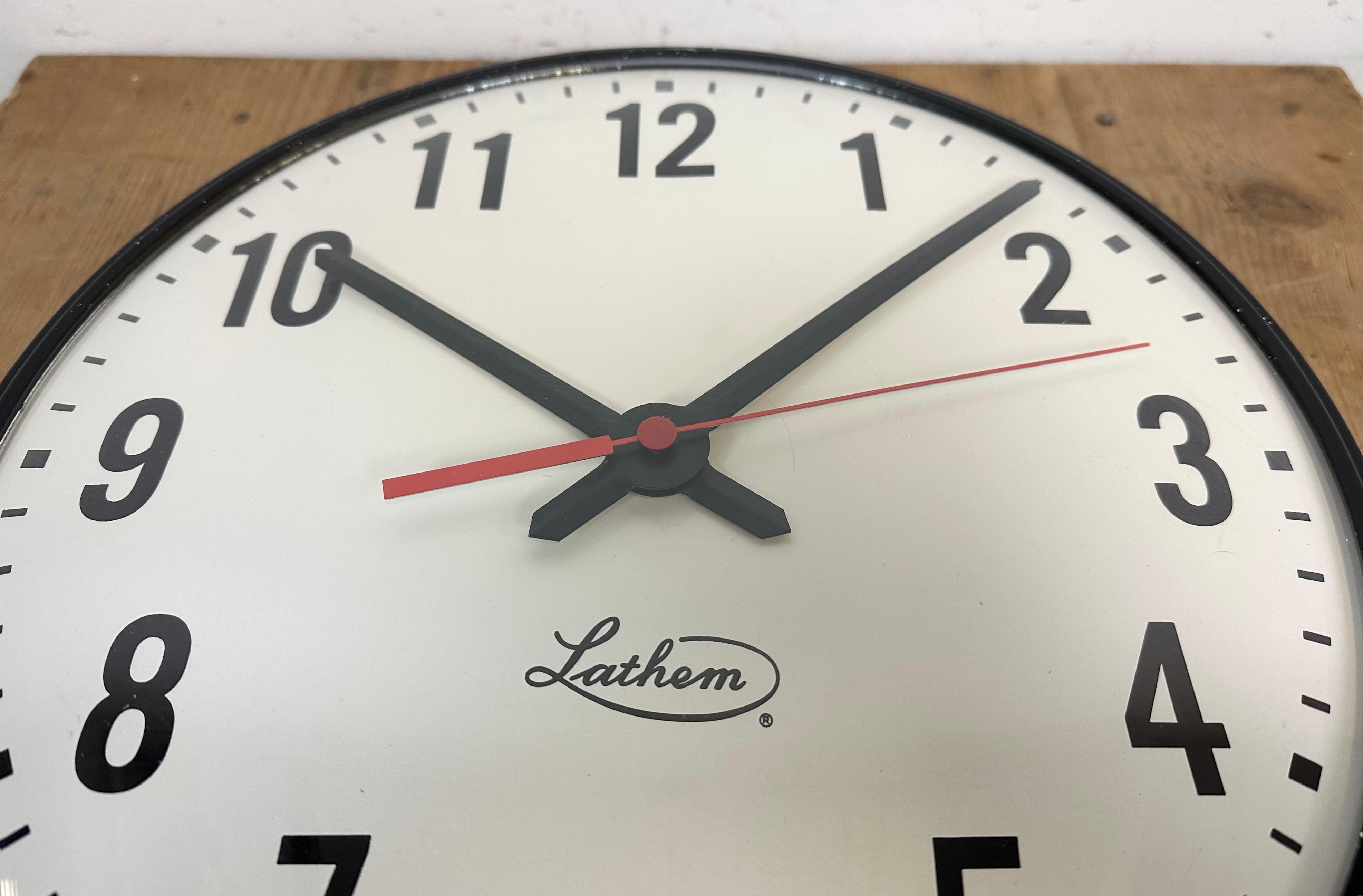 20th Century Vintage Black School Wall Clock from Lathem, 1980s