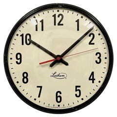 Vintage Black School Wall Clock from Lathem, 1980s