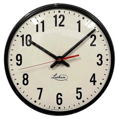 Retro Black School Wall Clock from Lathem, 1980s