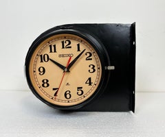 Vintage Black Seiko Double-Sided Navy Wall Clock, 1980s