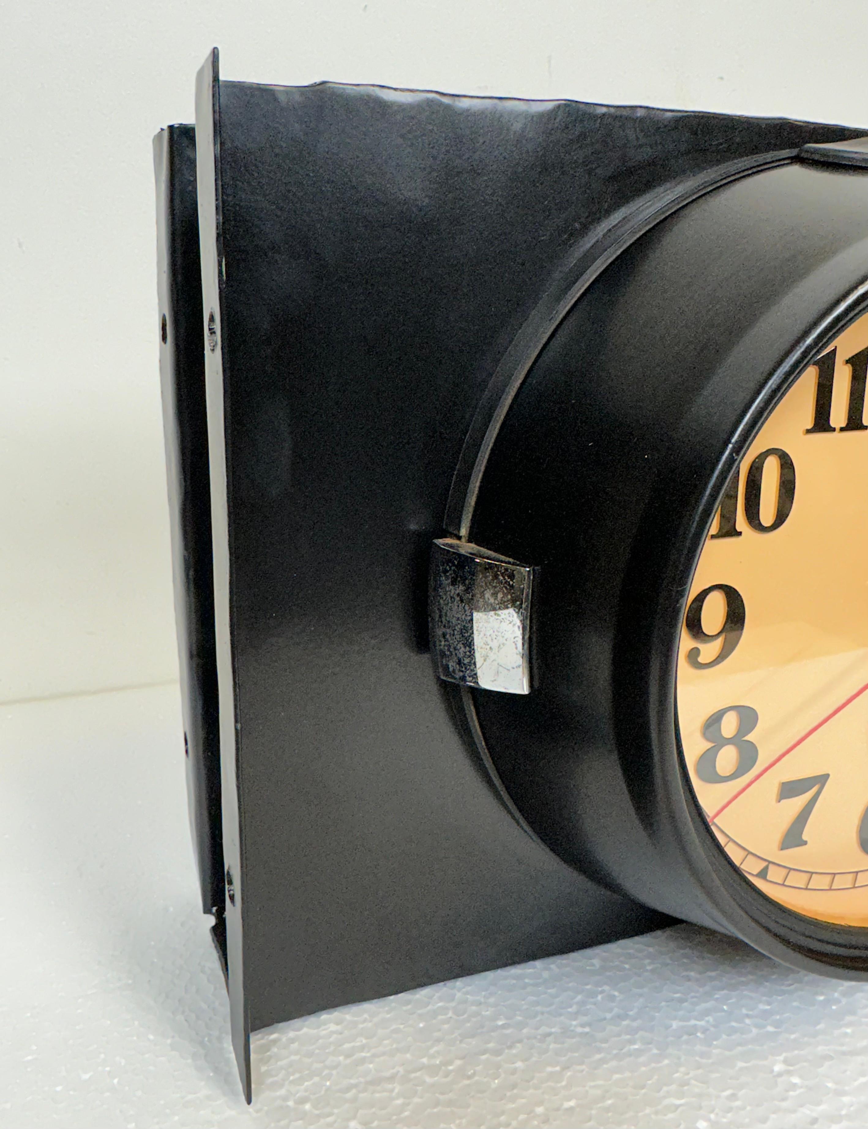 Vintage Black Seiko Double-Sided Navy Wall Clock, 1980s In Good Condition In Kojetice, CZ