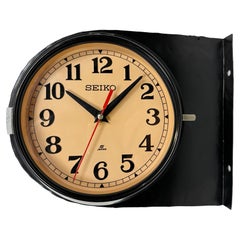 Vintage Black Seiko Double-Sided Navy Wall Clock, 1980s